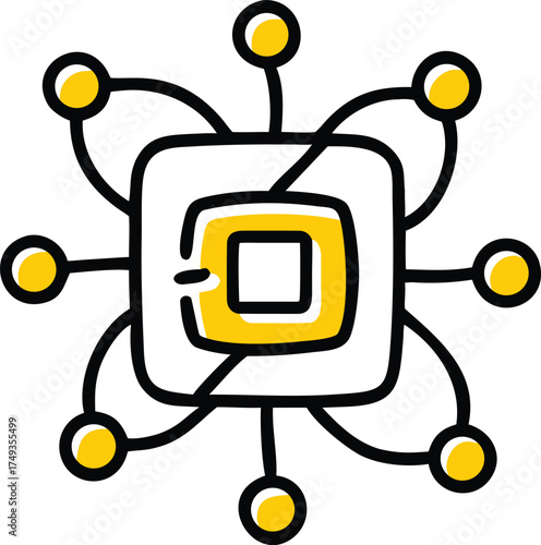 quantum computing chip icon  outline style .eps