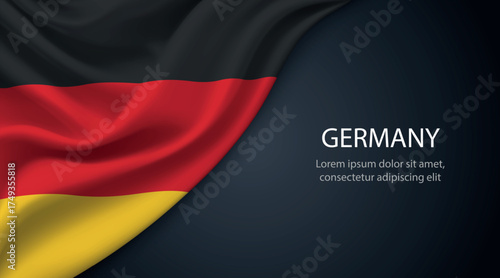 Germany national flag with smooth fabric texture background