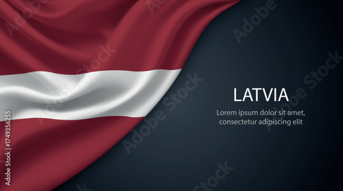 Latvia national flag with smooth fabric texture background