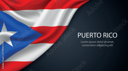 Puerto Rico national flag with smooth fabric texture background
