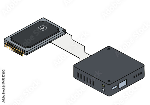 A sleek computer system integrates with a unified AI module. Modern design, clean lines, and a focus on technological advancement. Ideal for tech, innovation, and future concepts.
