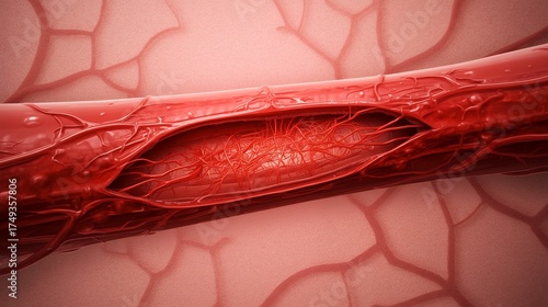 Detailed View of Human Artery Highlighting Blood Flow and Structure
