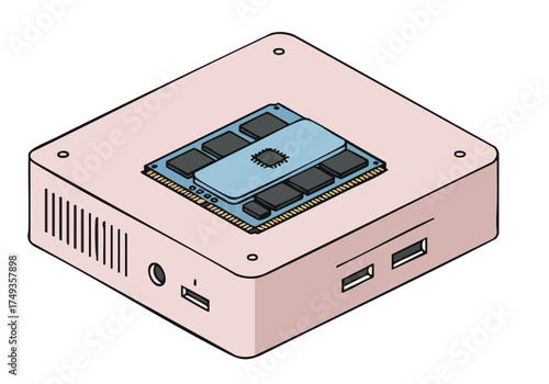 stylized illustration showcases a pink Smart Unity device highlighting its compact design and integrated components Clean lines and a modern aesthetic create a visually appealing tech concept