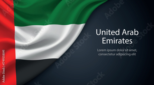 United Arab Emirates national flag with smooth fabric texture background
