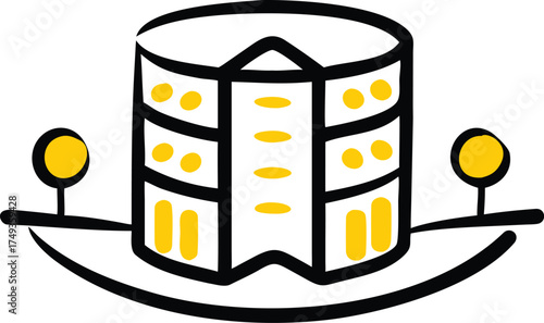 data center building icon  minimal outline .eps