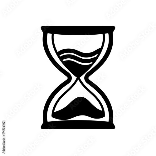 A black and white hourglass image silhouette