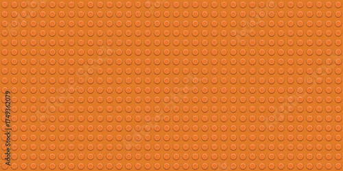 Bright orange plastic circular button pattern seamless background with repeating round dots for creative modern playful design texture in high contrast color