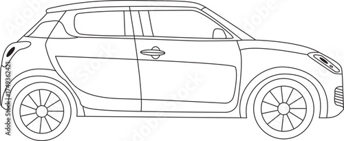 Simple car line art vector illustrations.