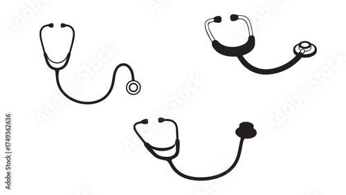Silhouette vector of stethoscope set , designed in a clean new style for health checks and diagnosis