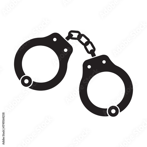 Black Silhouette Depiction of Handcuffs, a Restraint Device Used by Law Enforcement and Security Personnel on Suspects