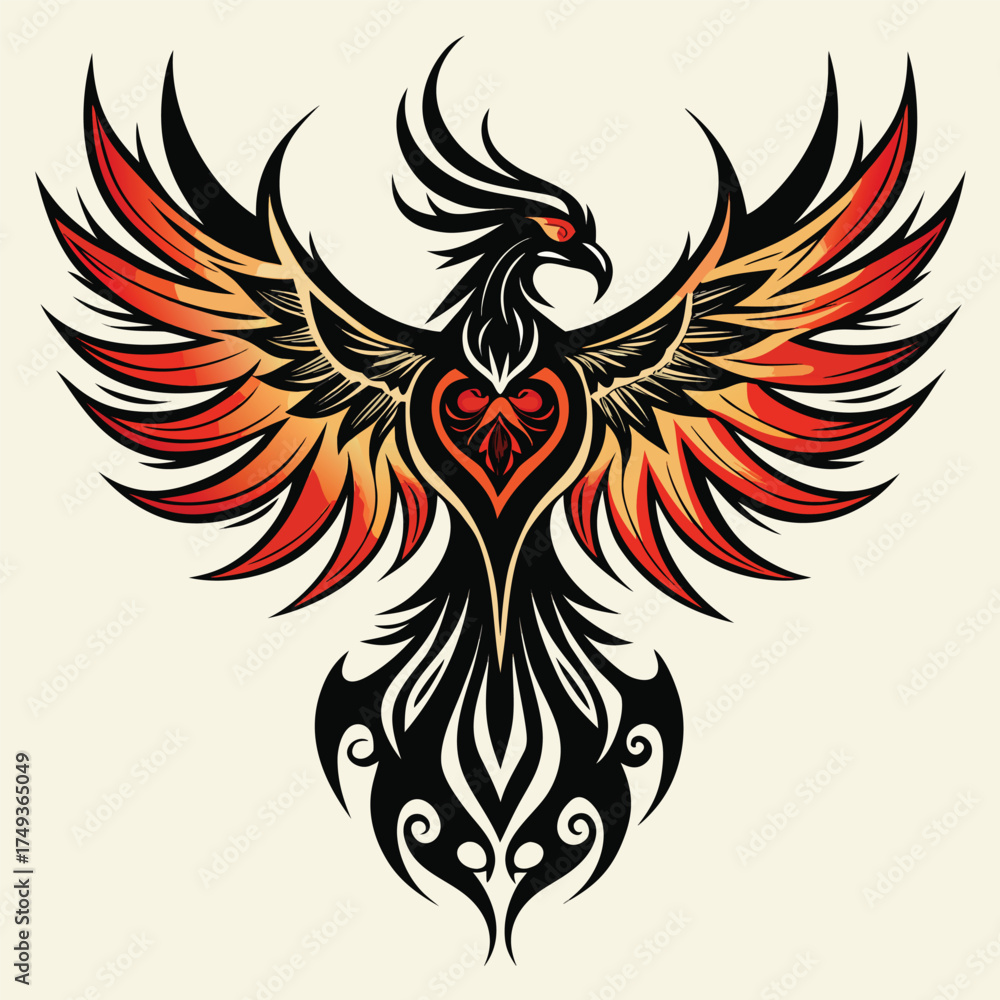 Fototapeta premium tribal tattoo design with wings