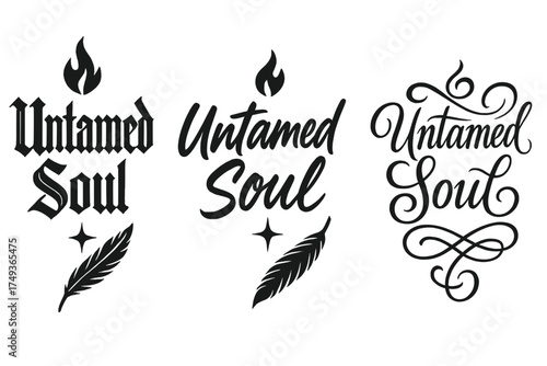 Untamed Soul Calligraphy. Untamed Soul. Create a calligraphy lettering illustration of the phrase: Untamed