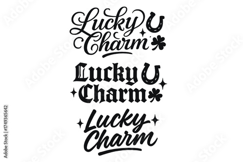 Lucky Charm Calligraphy. Lucky Charm. Create a calligraphy lettering illustration of the phrase: Lucky Charm.