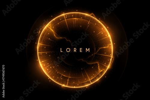 Technology circle light lines effect with lightnings