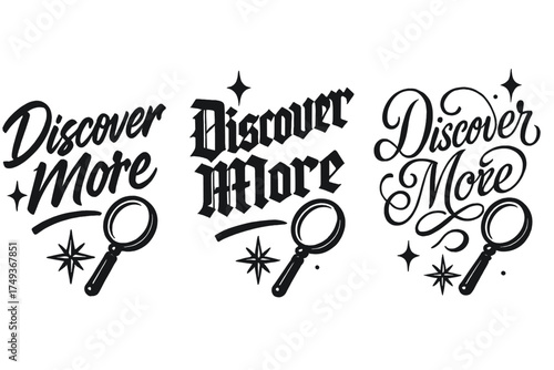 Creative Calligraphy Layout. Discover More. Create a calligraphy lettering illustration of the phrase: