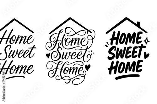Home Sweet Home Calligraphy. Home Sweet Home. Create a calligraphy lettering illustration of the phrase: Home