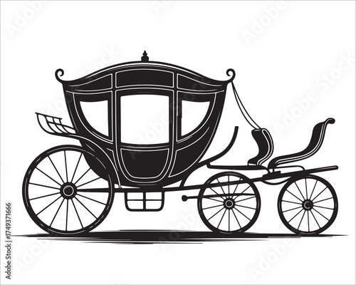 Elegant antique horse carriage design for wedding or fairytale themes.