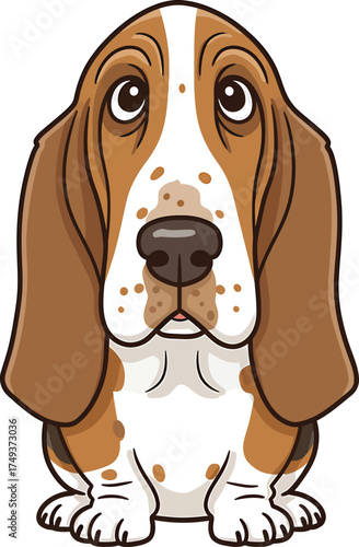 Basset Hound Breed Illustrations for clipart Dog white color background 
