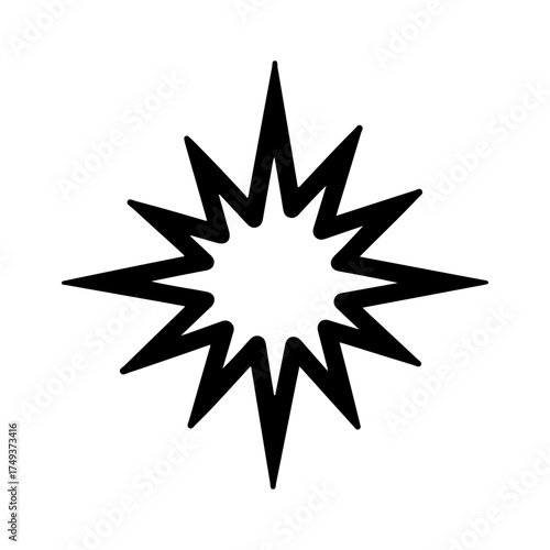 Abstract Starburst Exploding Graphic Shape Icon in Black and White