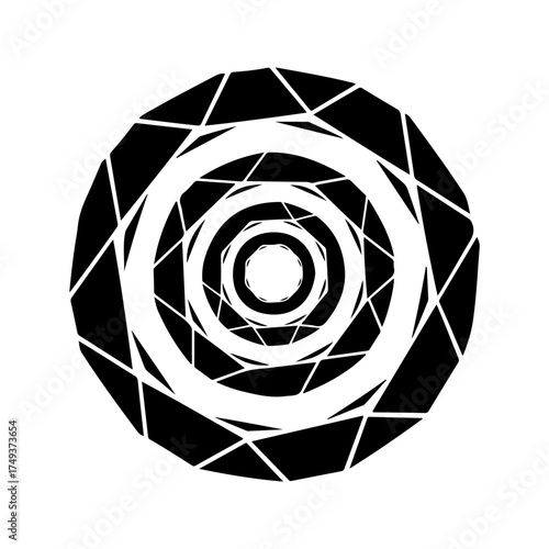 Abstract Geometric Concentric Rings Black White Modern Design Element