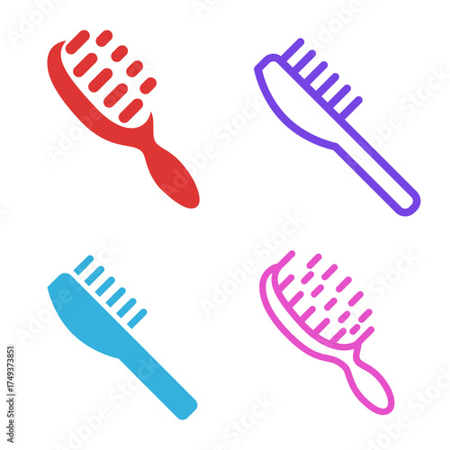 Hair Brush and Comb Icon Set Vector Symbols for Beauty Salon, Hair Care Products, and Stylist Services