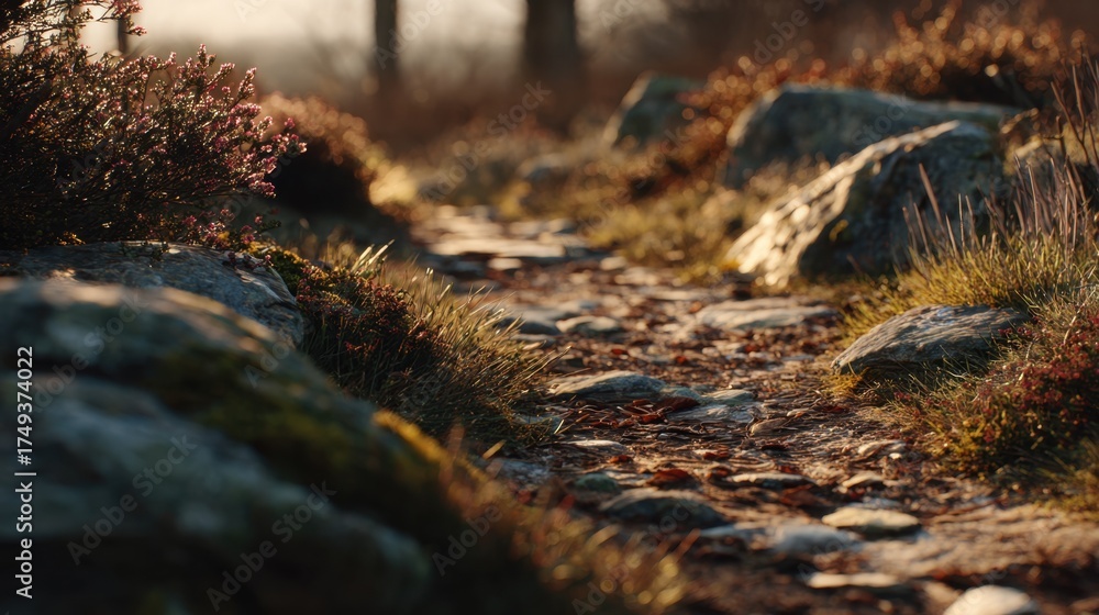 Obraz premium Stroll through nature’s calm paths, letting fresh air and gentle sights quiet your mind and bring a sense of peace to both body and spirit. 