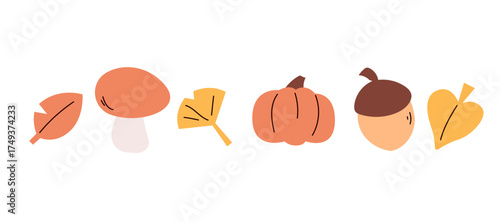 Autumn nature icon symbols ...