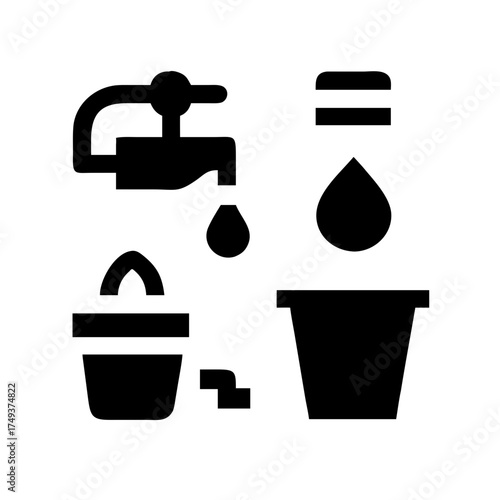 Water tap filling bucket for cleaning purposes