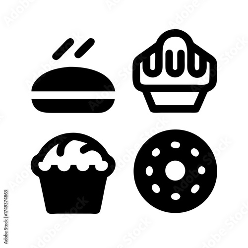 Variety of sweet baked goods for dessert shop