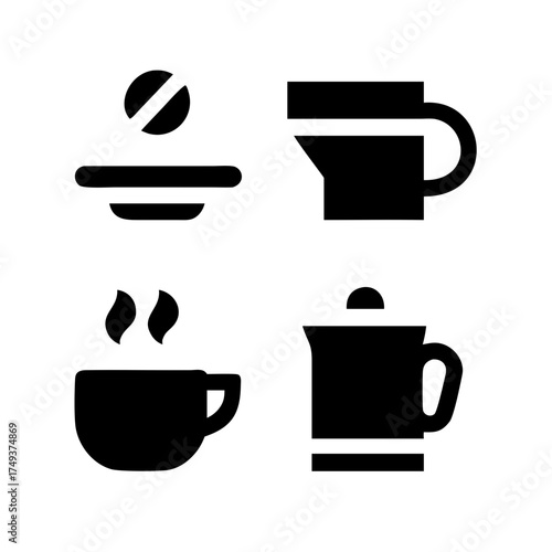 Variety of coffee and tea cups for refreshment