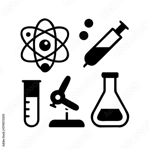 Science and laboratory equipment, top down view
