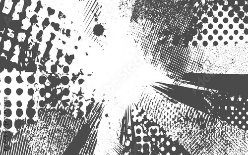 Glitch distorted grunge layer . Noise destroyed texture . Trendy defect error shapes .Abstract grunge halftone background Vector, black and white error glitch art design grunge background backdrop sur