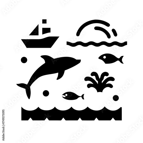 Marine life and nautical elements are presented