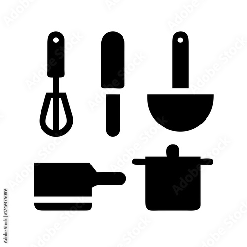 Kitchen utensils for cooking and preparing food
