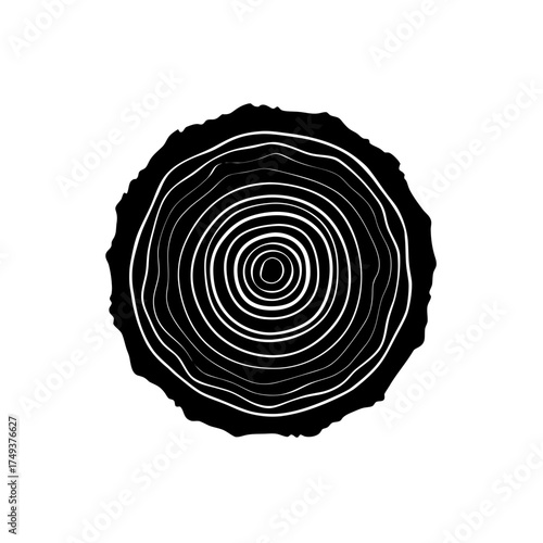 Cross section of a tree trunk art silhouette