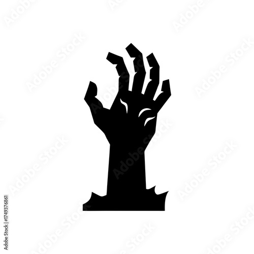 Black zombie hand rising from ground silhouette