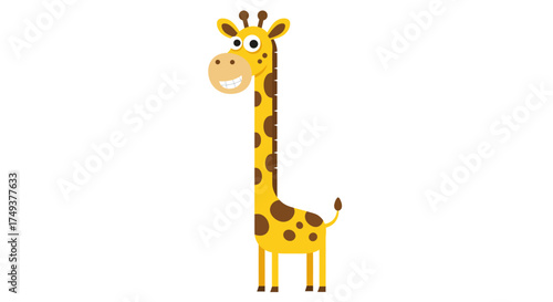 Cartoon Giraffe with Brown Spots and a Big Smile.