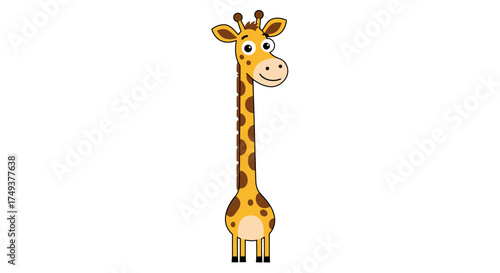 Cartoon Giraffe with Long Neck and Spots.