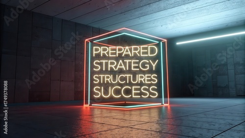 Neon Signage with Words of Motivation in Modern Interior Space