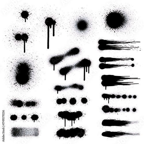 Spray Paint Splatters and Drips - A Collection of Grunge Elements.