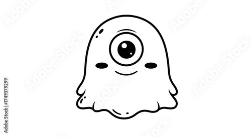 Cute cartoon ghost with one eye.