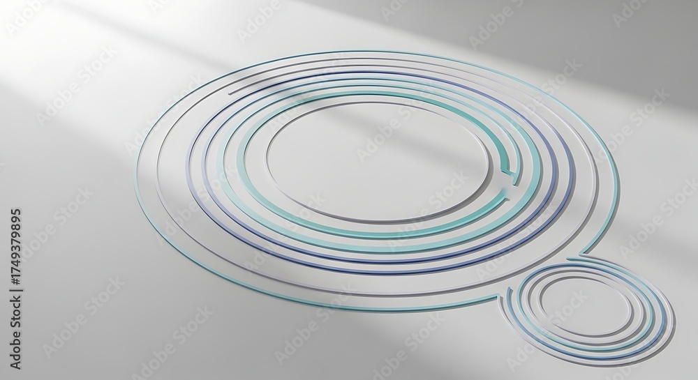Obraz premium Concentric Rings Arrangement on White Surface