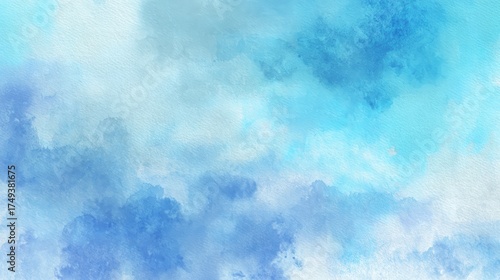 A tranquil abstract watercolor painting featuring shades of blue, creating a serene and dreamy atmosphere.