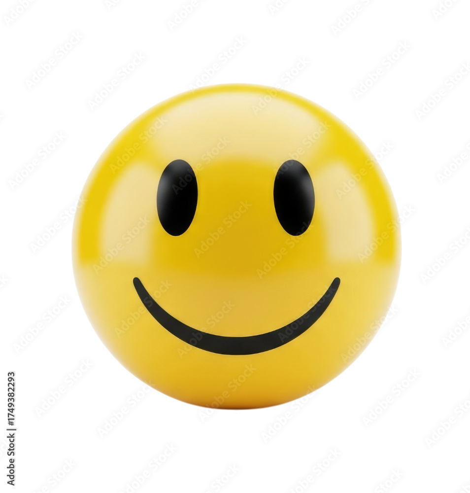 Fototapeta premium Happy Yellow Smiley Face transparent bg, cutout PNG