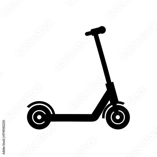 Silhouette of a black kick scooter