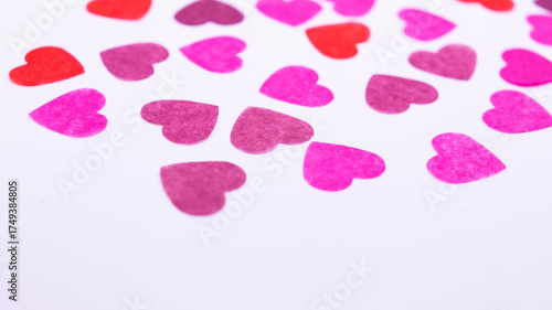 heart confetti on a white background