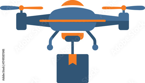 Delivery Drone with Package Vector Icon Illustration.