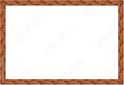 Rectangle frame Block Brick frame brickwork brown border picture frame vintage retro antique handcraft framework architecture decorative element isolated background 