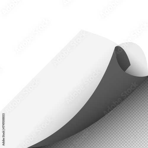 Curly effect of peeling corner edge paper for turn page