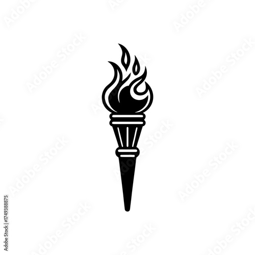A black torch with fire icon on transparent background